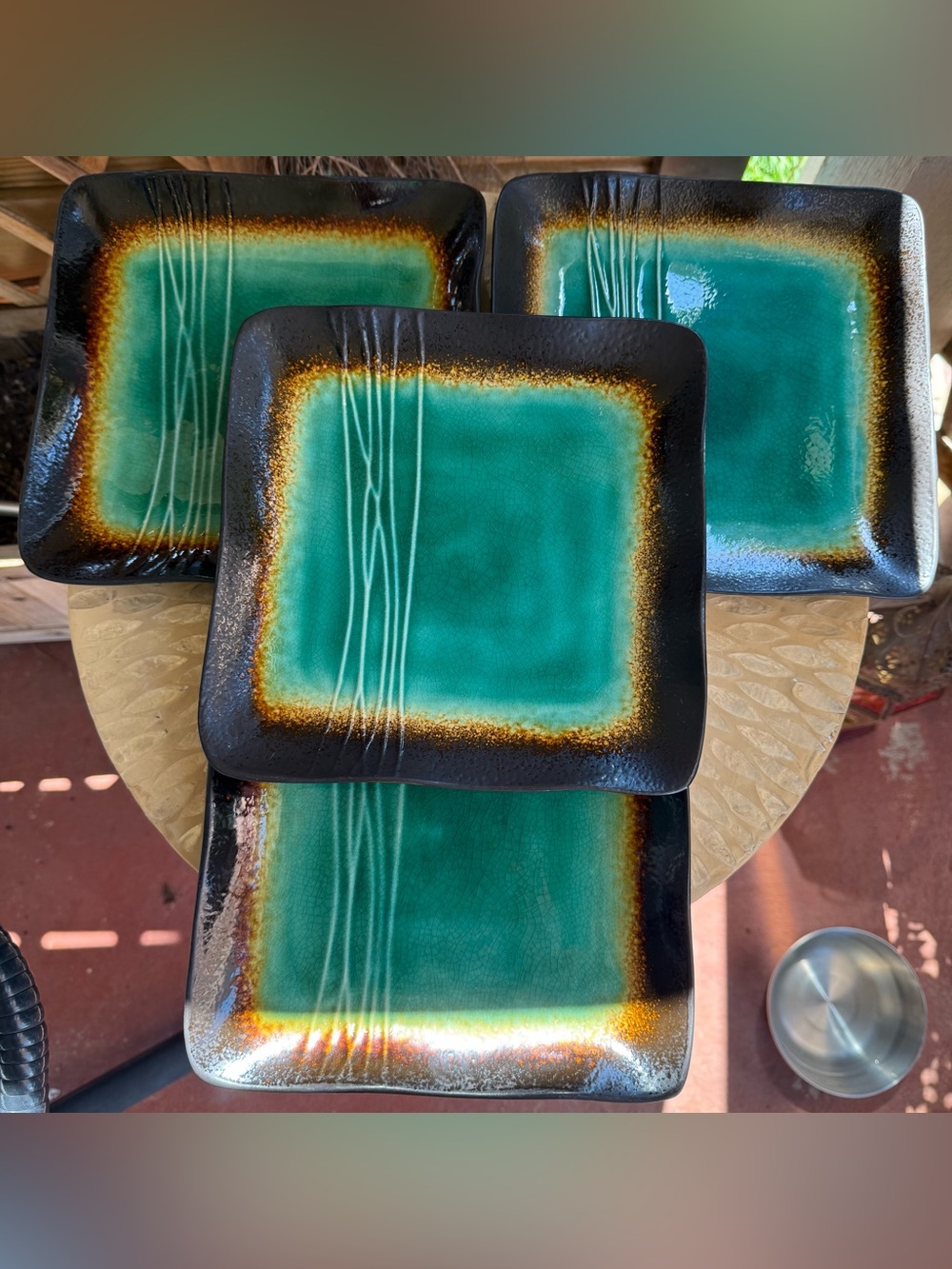 Set of 4 Baum Galaxy Jade 8.5” Dessert/Salad Plates Square